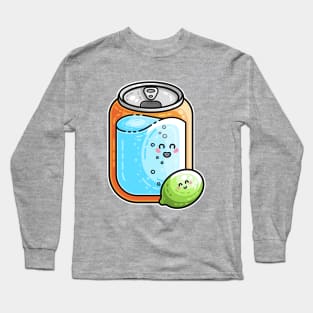 Kawaii Cute Lime and Soda Can Long Sleeve T-Shirt